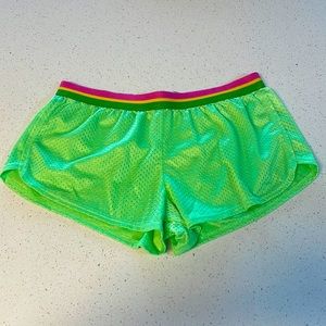 Soffe neon green running shorts!